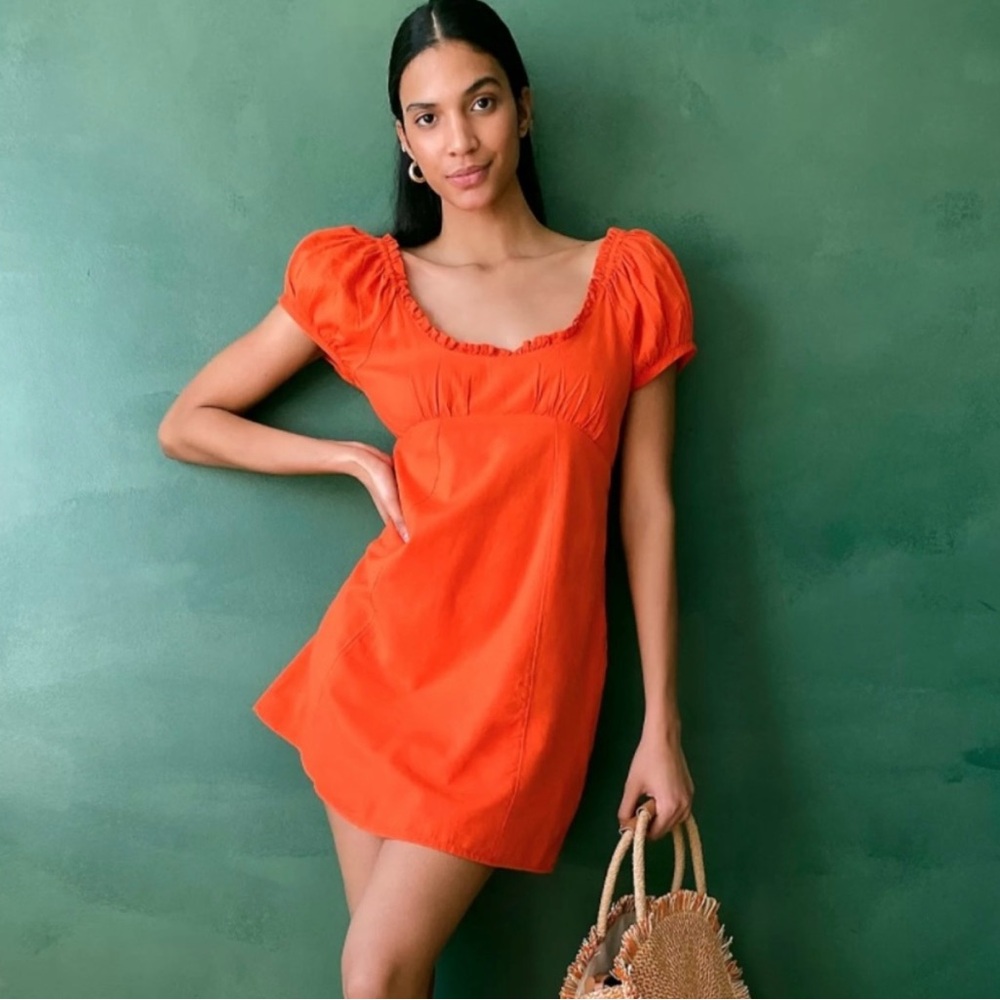 Free People “ Soaking Up the Sun” Orange Mini Dress, size XS, EUC